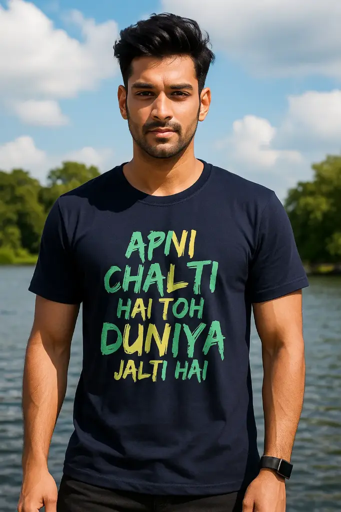 Regular Round Neck Blue T-Shirt (M)