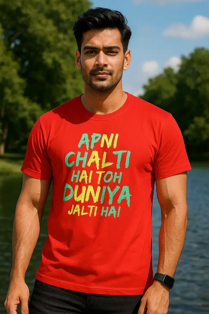 Regular Round Neck Red T-Shirt (M)