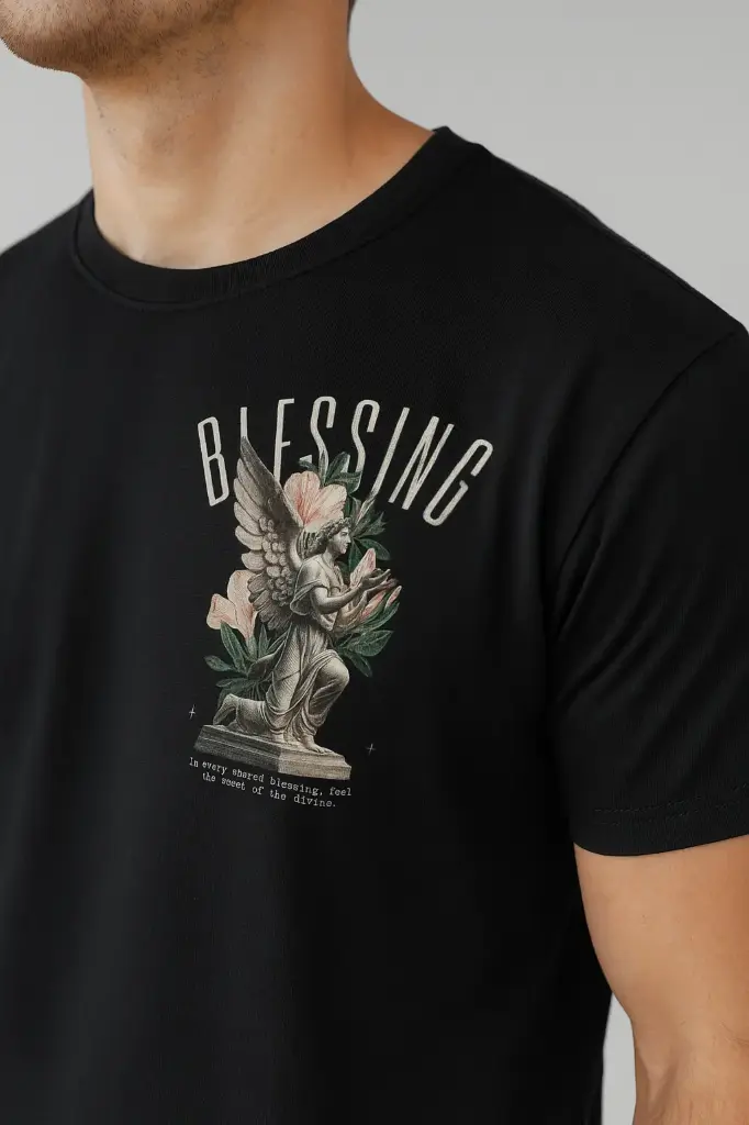 Oversized T-Shirt with Blessing Print